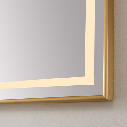 Teruel 36" Rectangular Aluminum Framed LED Wall Mount Bathroom Vanity Mirror in Gold