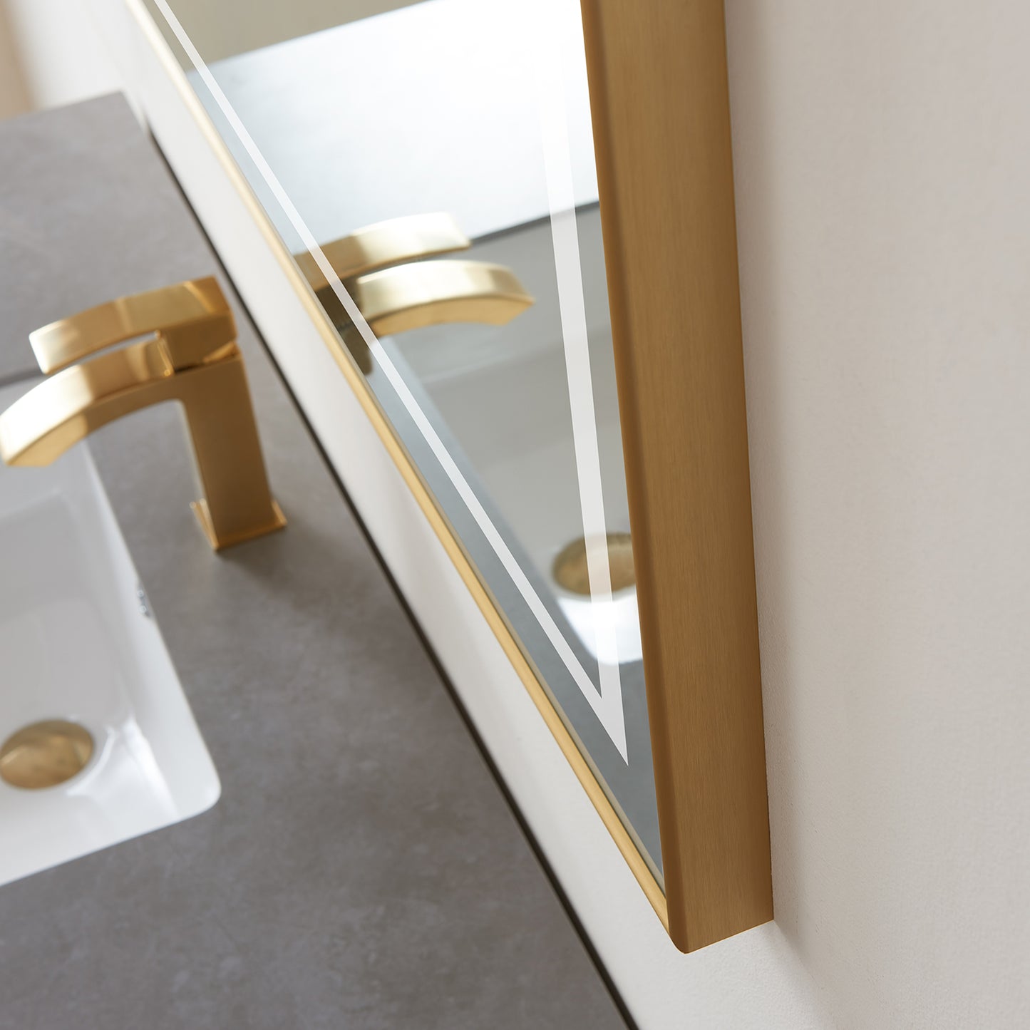 Teruel 36" Rectangular Aluminum Framed LED Wall Mount Bathroom Vanity Mirror in Gold