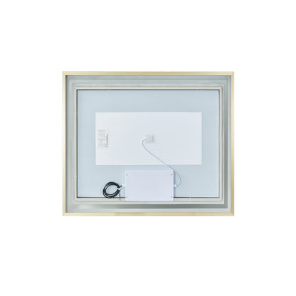 Teruel 36" Rectangular Aluminum Framed LED Wall Mount Bathroom Vanity Mirror in Gold