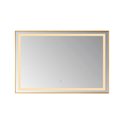 Teruel 48" Rectangular Aluminum Framed LED Wall Mount Bathroom Vanity Mirror in Gold