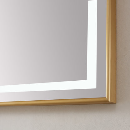 Teruel 48" Rectangular Aluminum Framed LED Wall Mount Bathroom Vanity Mirror in Gold