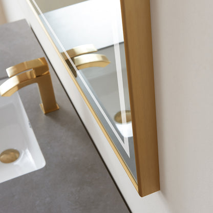 Teruel 48" Rectangular Aluminum Framed LED Wall Mount Bathroom Vanity Mirror in Gold