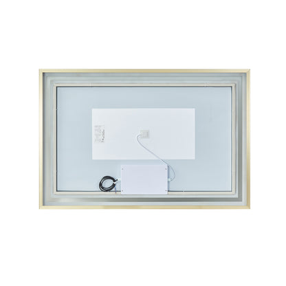 Teruel 48" Rectangular Aluminum Framed LED Wall Mount Bathroom Vanity Mirror in Gold