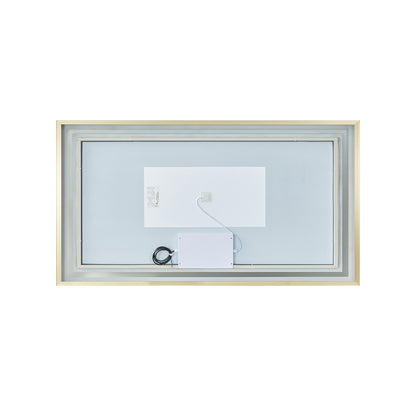 Teruel 60" Rectangular Aluminum Framed LED Wall Mount Bathroom Vanity Mirror in Gold