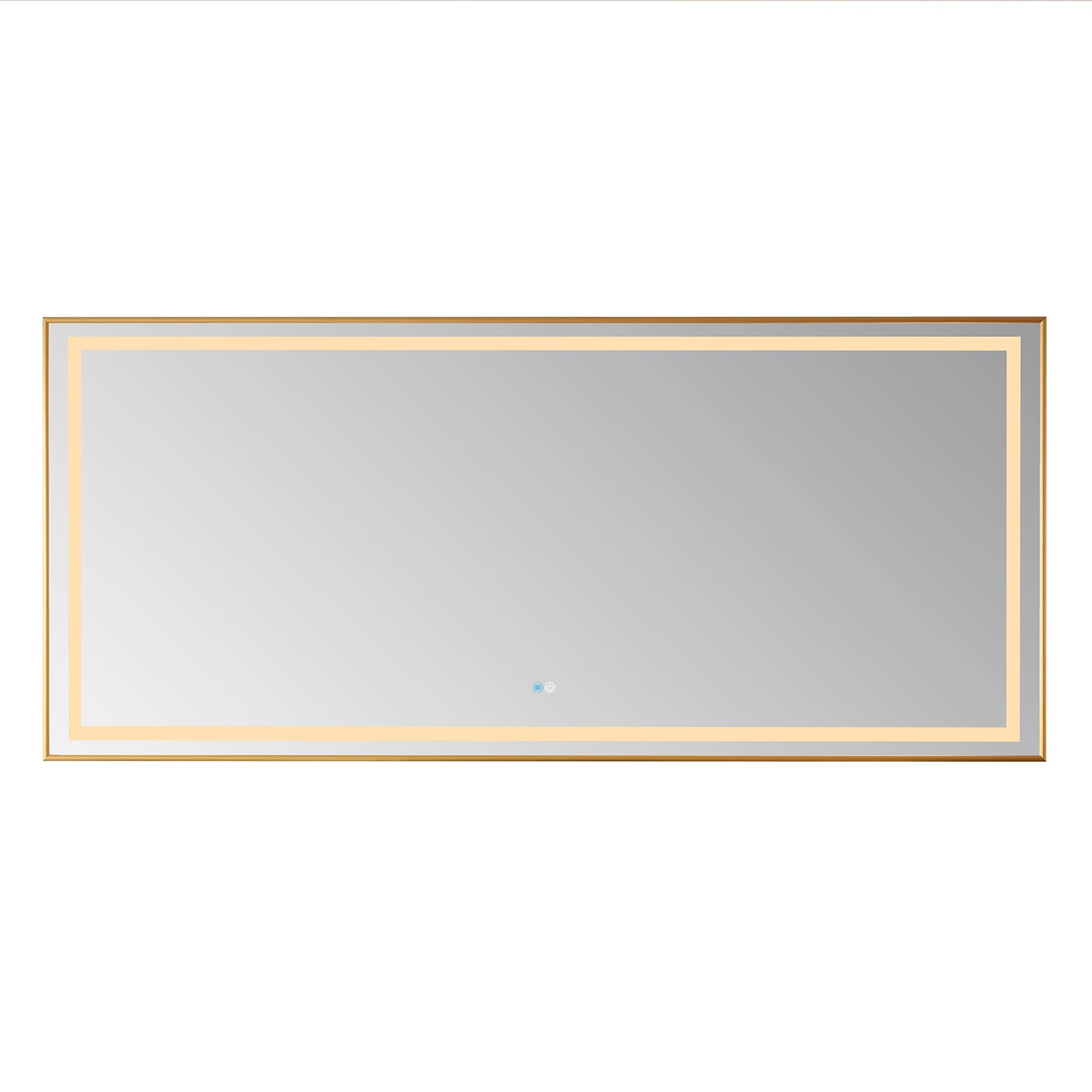 Teruel 72" Rectangular Aluminum Framed LED Wall Mount Bathroom Vanity Mirror in Gold