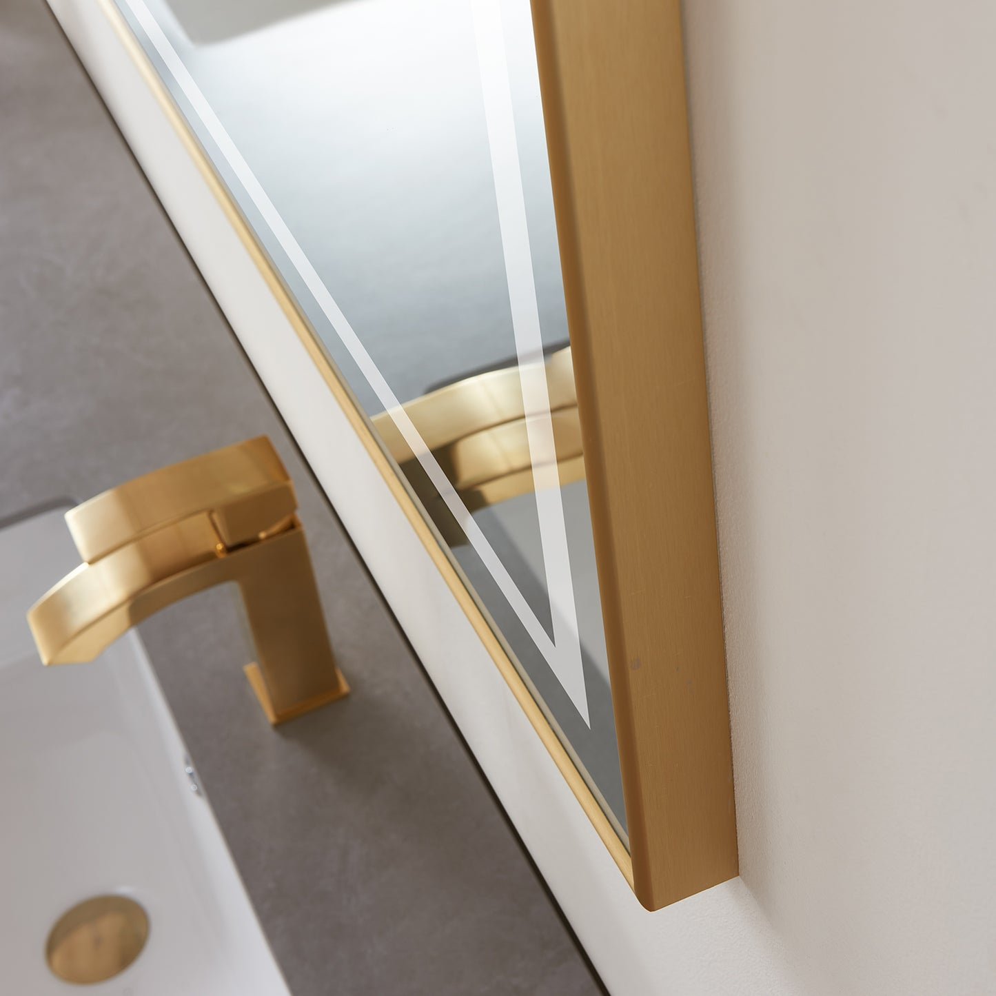 Teruel 72" Rectangular Aluminum Framed LED Wall Mount Bathroom Vanity Mirror in Gold