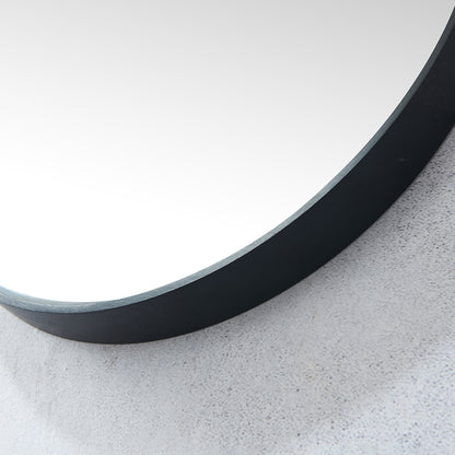 Miajadas 20 in. W x 36 in. H Oval Metal Wall Mirror in Brushed Black