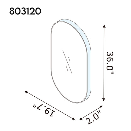 Miajadas 20 in. W x 36 in. H Oval Metal Wall Mirror in Brushed Black