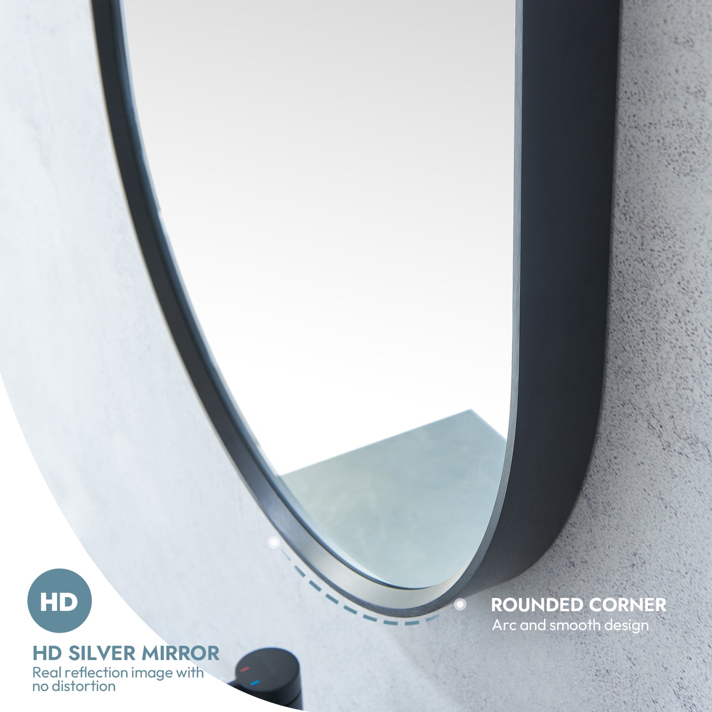 Miajadas 19.7" W x 45" H Oval Aluminum Framed Wall Mount Bathroom Vanity Mirror in Brushed Black