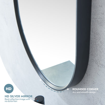 Miajadas 19.7" W x 45" H Oval Aluminum Framed Wall Mount Bathroom Vanity Mirror in Brushed Black