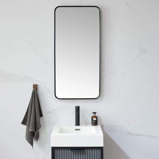Mutriku 18 in. W x 36 in. H Rectangle Metal Wall Mirror in Brushed Black