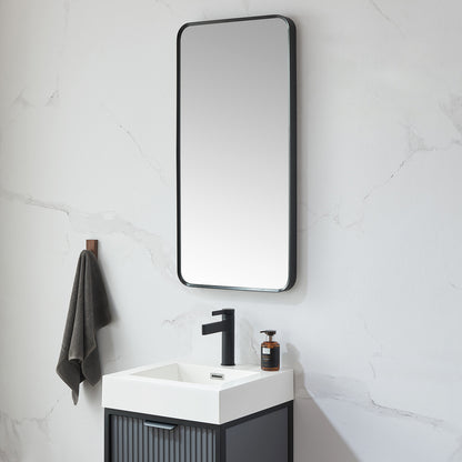 Mutriku 18 in. W x 36 in. H Rectangle Metal Wall Mirror in Brushed Black