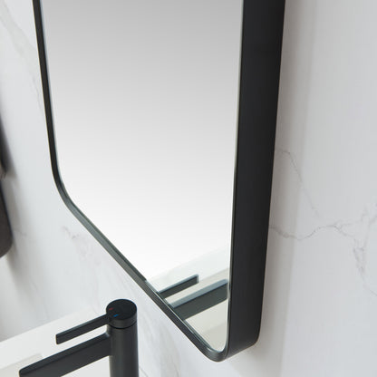 Mutriku 18 in. W x 36 in. H Rectangle Metal Wall Mirror in Brushed Black