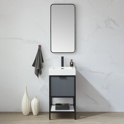 Mutriku 18 in. W x 36 in. H Rectangle Metal Wall Mirror in Brushed Black
