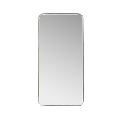 Mutriku 18" W x 36" H Rectangle Metal Wall Mirror in Satin Nickel