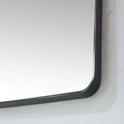 Mutriku 24 in. W x 36 in. H Rectangle Metal Wall Mirror in Brushed Black