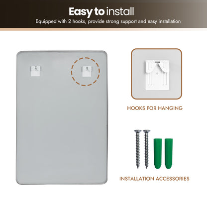 Mutriku 24" W x 36" H Rectangle Metal Wall Mirror in Satin Nickel