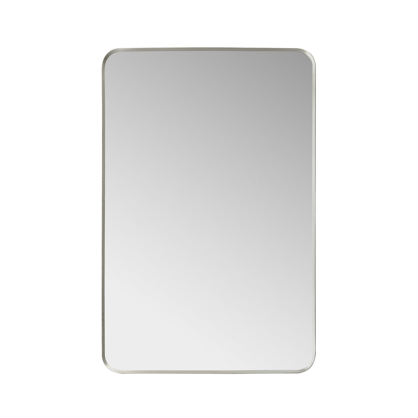 Mutriku 24" W x 36" H Rectangle Metal Wall Mirror in Satin Nickel