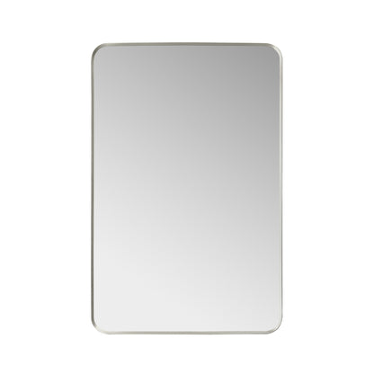 Mutriku 24" W x 36" H Rectangle Metal Wall Mirror in Satin Nickel