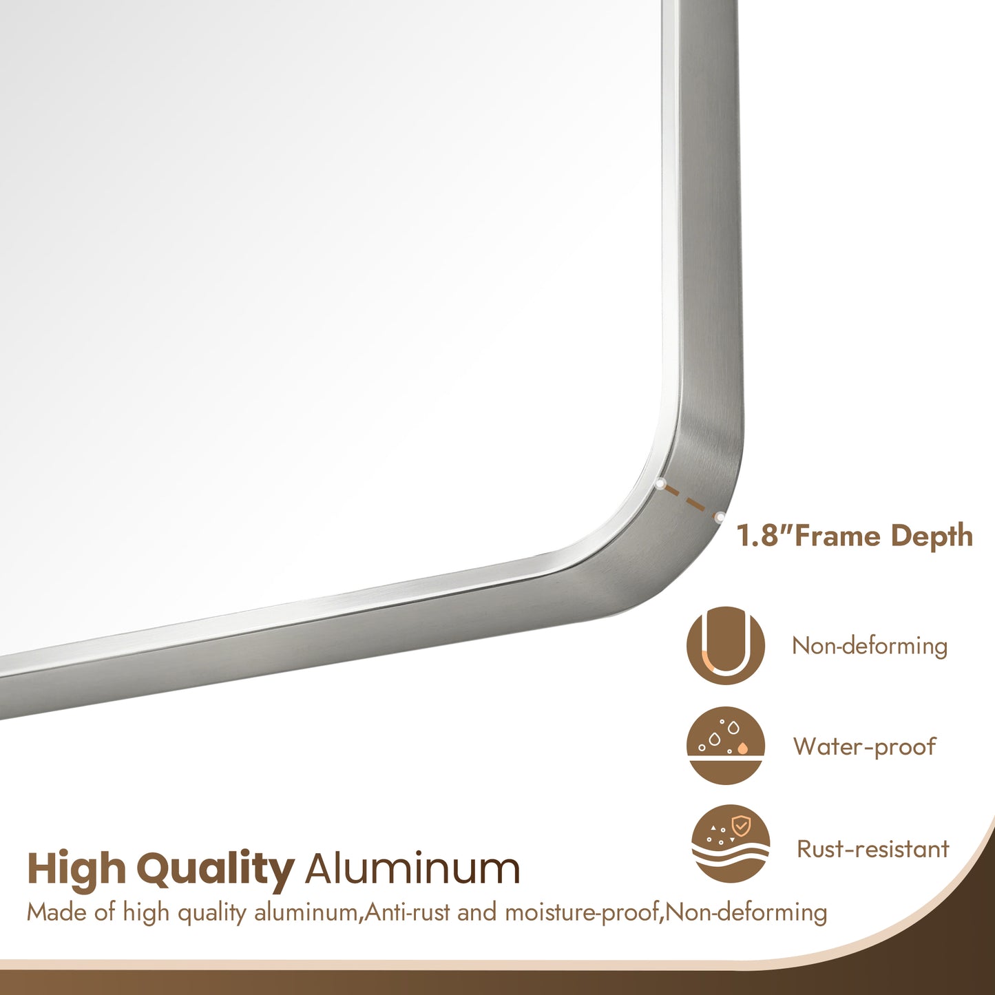 Mutriku 24" W x 36" H Rectangle Metal Wall Mirror in Satin Nickel
