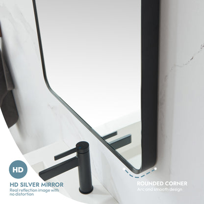 Mutriku 24" W x 45" H Rectangle Aluminum Framed Wall Mount Bathroom Vanity Mirror in Brushed Black