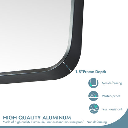 Mutriku 24" W x 45" H Rectangle Aluminum Framed Wall Mount Bathroom Vanity Mirror in Brushed Black