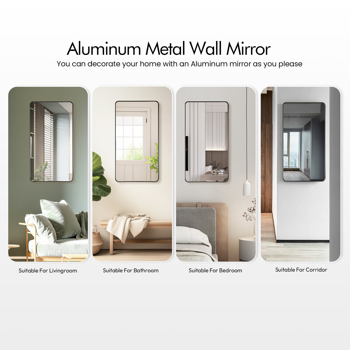 Mutriku 24" W x 45" H Rectangle Aluminum Framed Wall Mount Bathroom Vanity Mirror in Brushed Black