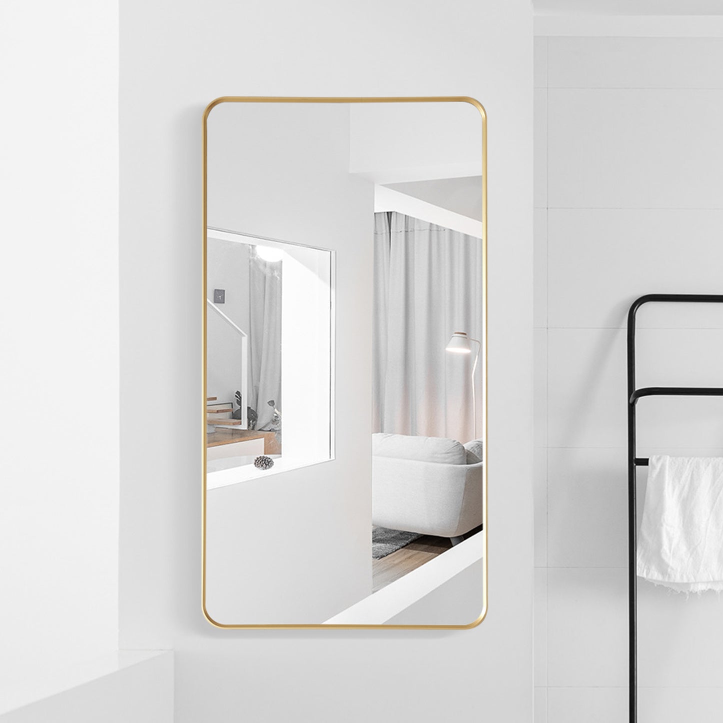 Mutriku 24" W x 45" H Rectangle Aluminum Framed Wall Mount Bathroom Vanity Mirror in Brushed Gold