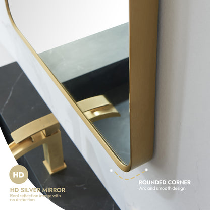 Mutriku 24" W x 45" H Rectangle Aluminum Framed Wall Mount Bathroom Vanity Mirror in Brushed Gold