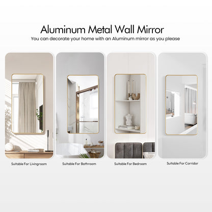 Mutriku 24" W x 45" H Rectangle Aluminum Framed Wall Mount Bathroom Vanity Mirror in Brushed Gold