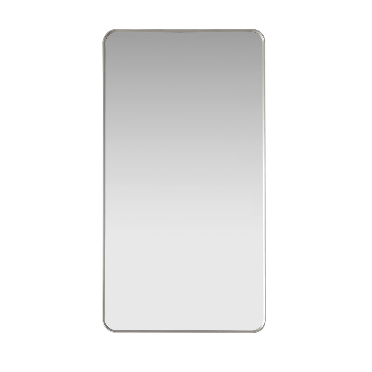 Mutriku 24" W x 45" H Rectangle Metal Wall Mirror in Satin Nickel