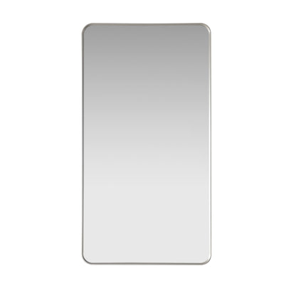Mutriku 24" W x 45" H Rectangle Metal Wall Mirror in Satin Nickel