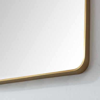 Mutriku 32 in. W x 36 in. H Rectangle Metal Wall Mirror in Brushed Gold