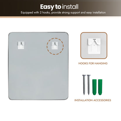 Mutriku 32" W x 36" H Rectangle Metal Wall Mirror in Satin Nickel