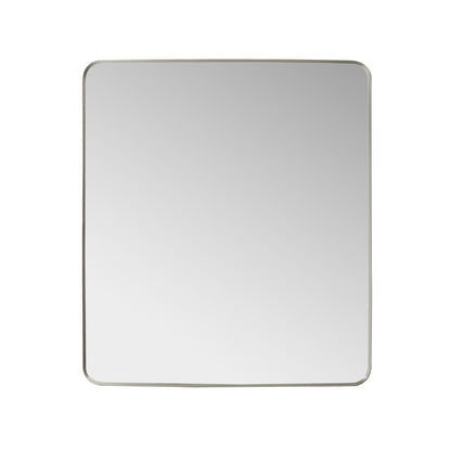 Mutriku 32" W x 36" H Rectangle Metal Wall Mirror in Satin Nickel