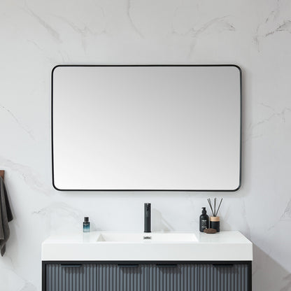 Mutriku 48 in. W x 32 in. H Rectangle Metal Wall Mirror in Brushed Black