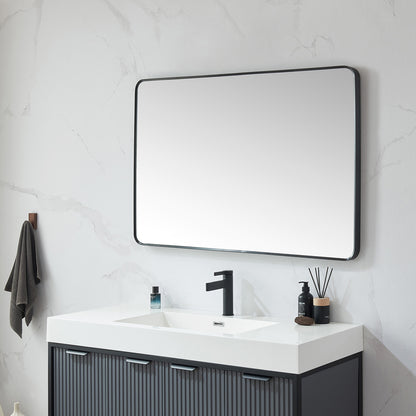 Mutriku 48 in. W x 32 in. H Rectangle Metal Wall Mirror in Brushed Black