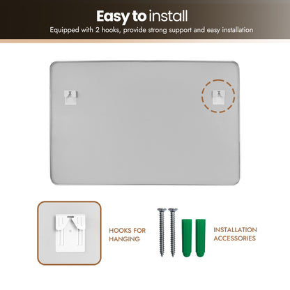 Mutriku 48" W x 32" H Rectangle Metal Wall Mirror in Satin Nickel