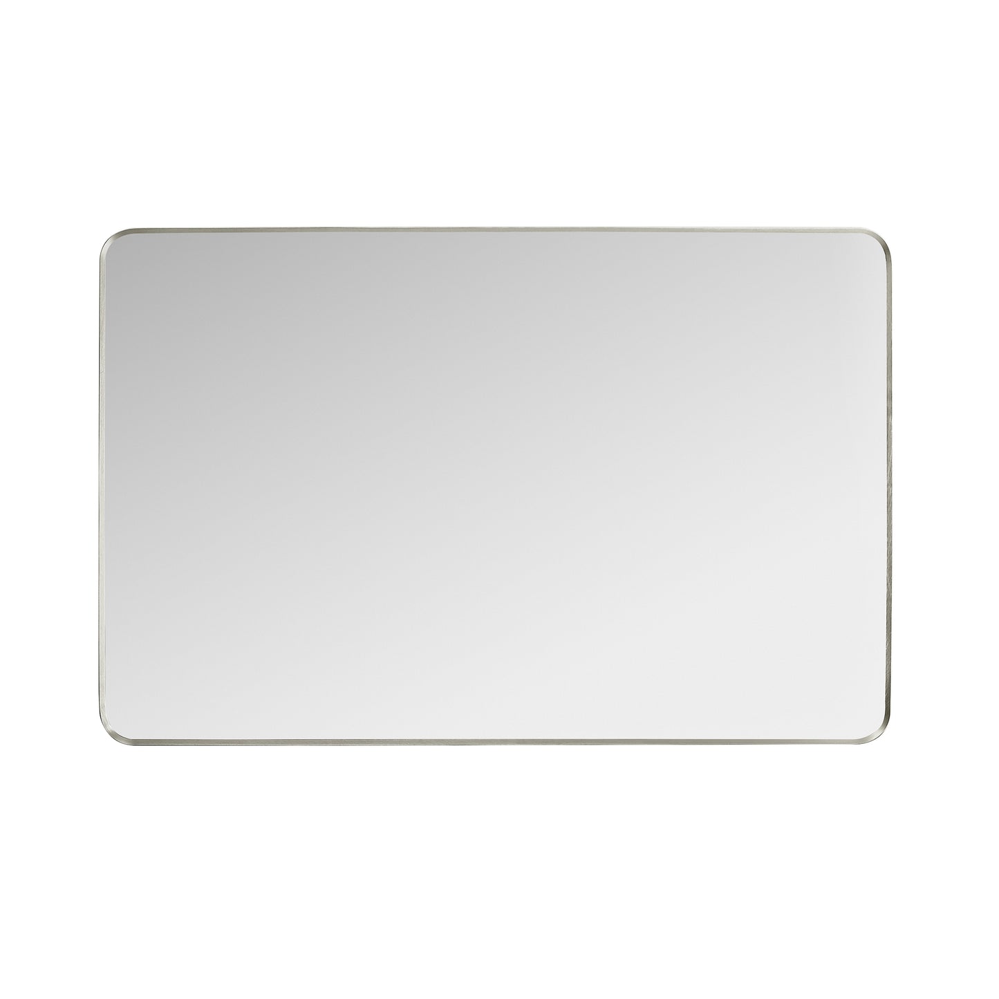 Mutriku 48" W x 32" H Rectangle Metal Wall Mirror in Satin Nickel