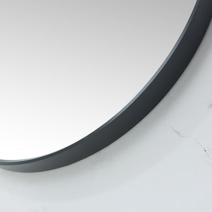 Cascante 28 in. W x 28 in. H Round Metal Wall Mirror in Brushed Black