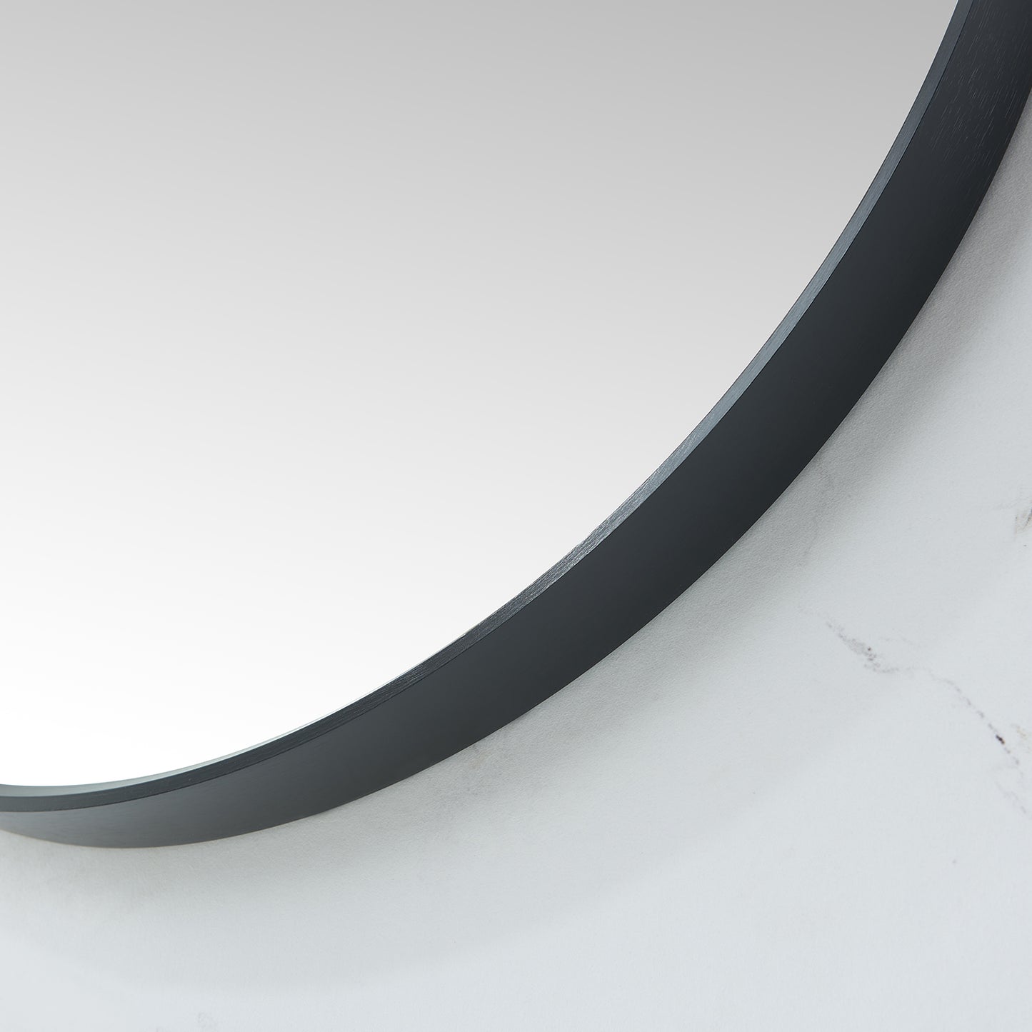 Cascante 32 in. W x 32 in. H Round Metal Wall Mirror in Brushed Black