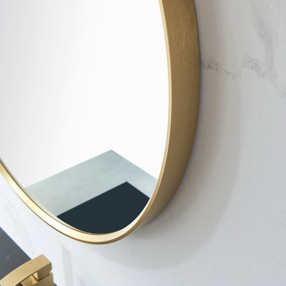 Cascante 32 in. W x 32 in. H Round Metal Wall Mirror in Brushed Gold