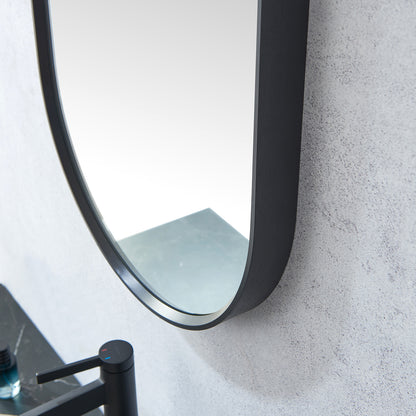 Luarca 18 in. W x 48 in. H Oval Metal Wall Mirror in Brushed Black