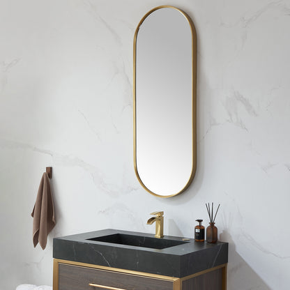 Luarca 18 in. W x 48 in. H Oval Metal Wall Mirror in Brushed Gold