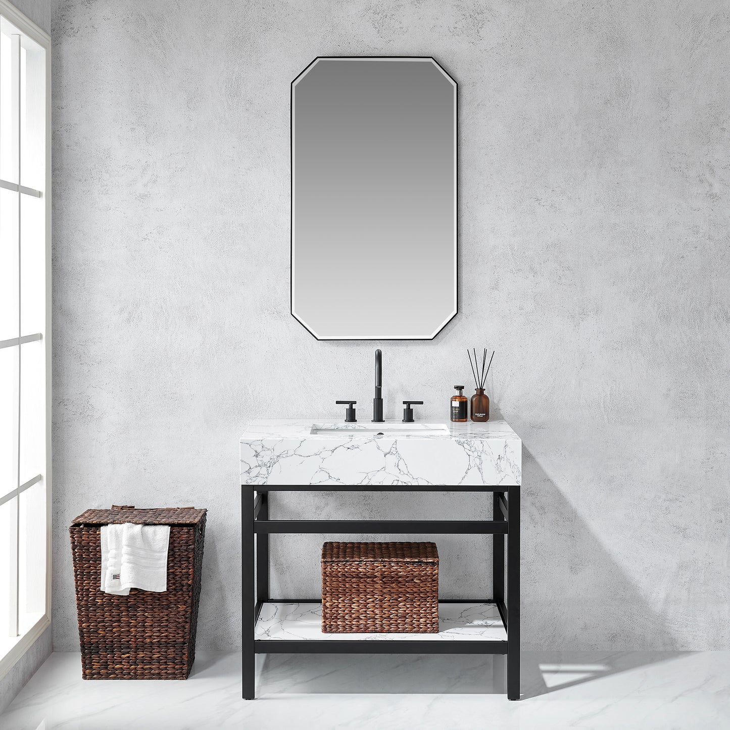 Sabadell 24 in. W x 40 in. H Octagon Metal Wall Mirror