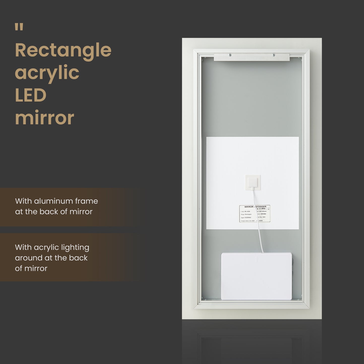 Beijing 18" W x 40" H Rectangular Acrylic Frameless LED Wall Mount Bathroom Vanity Mirror