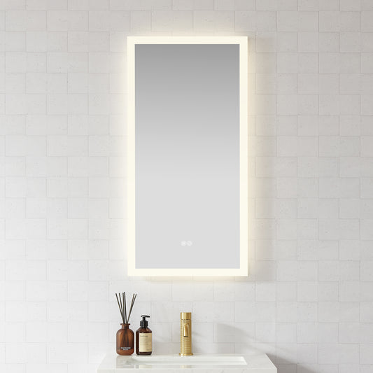 Beijing 18" W x 40" H Rectangular Acrylic Frameless LED Wall Mount Bathroom Vanity Mirror