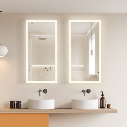 Beijing 18" W x 40" H Rectangular Acrylic Frameless LED Wall Mount Bathroom Vanity Mirror
