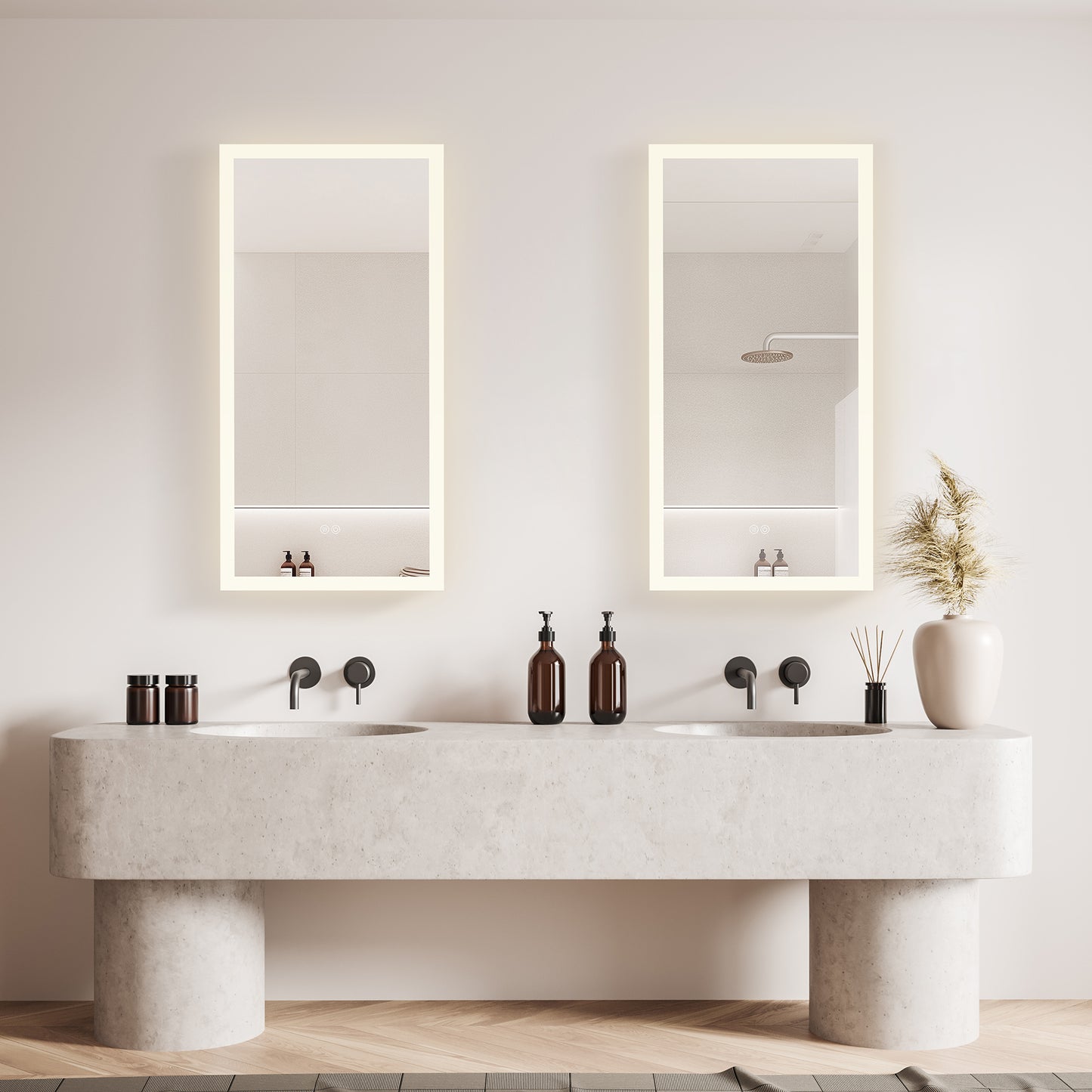 Beijing 18" W x 40" H Rectangular Acrylic Frameless LED Wall Mount Bathroom Vanity Mirror