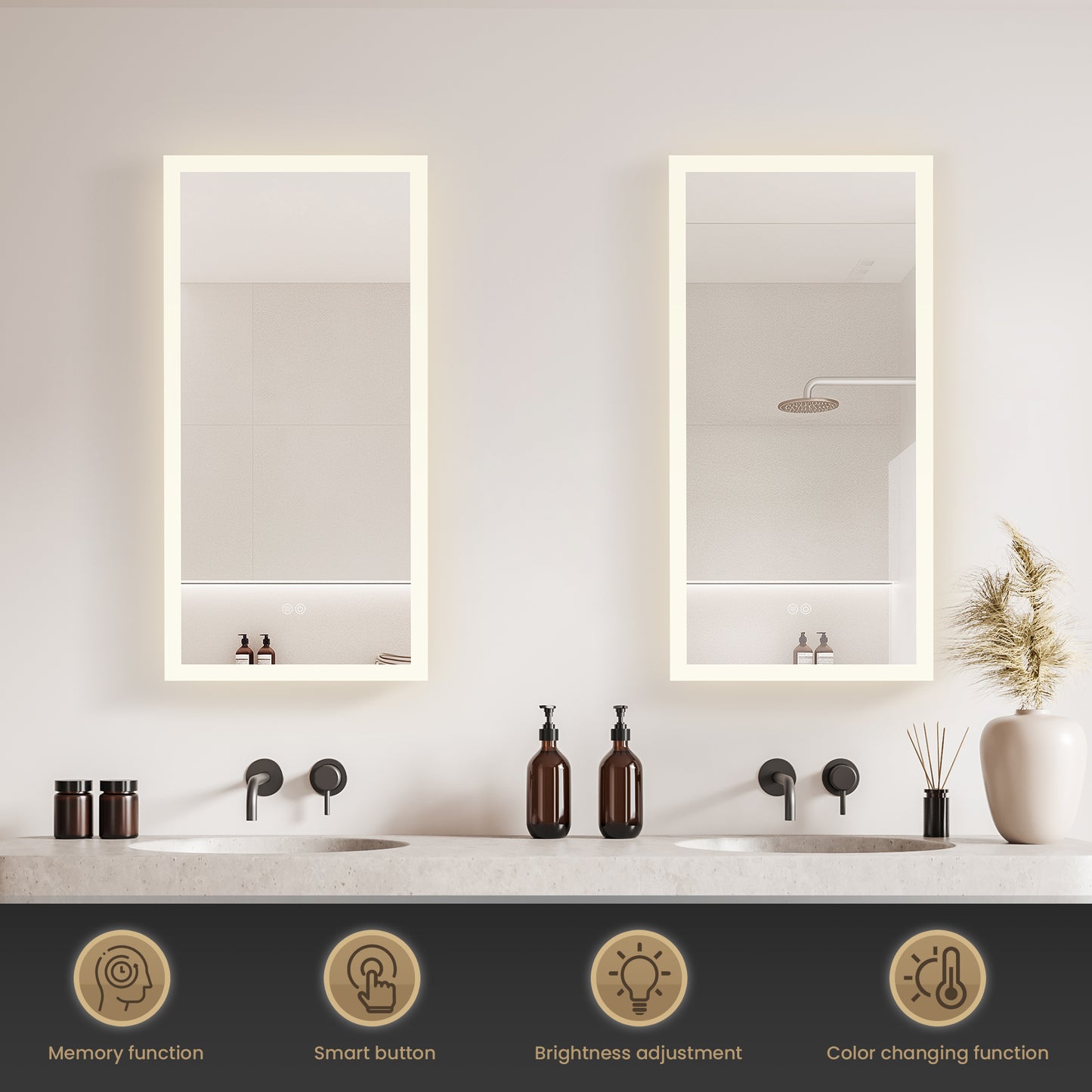 Beijing 18" W x 40" H Rectangular Acrylic Frameless LED Wall Mount Bathroom Vanity Mirror